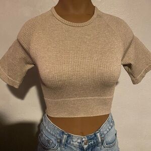 Ribbed Tan Crop Top